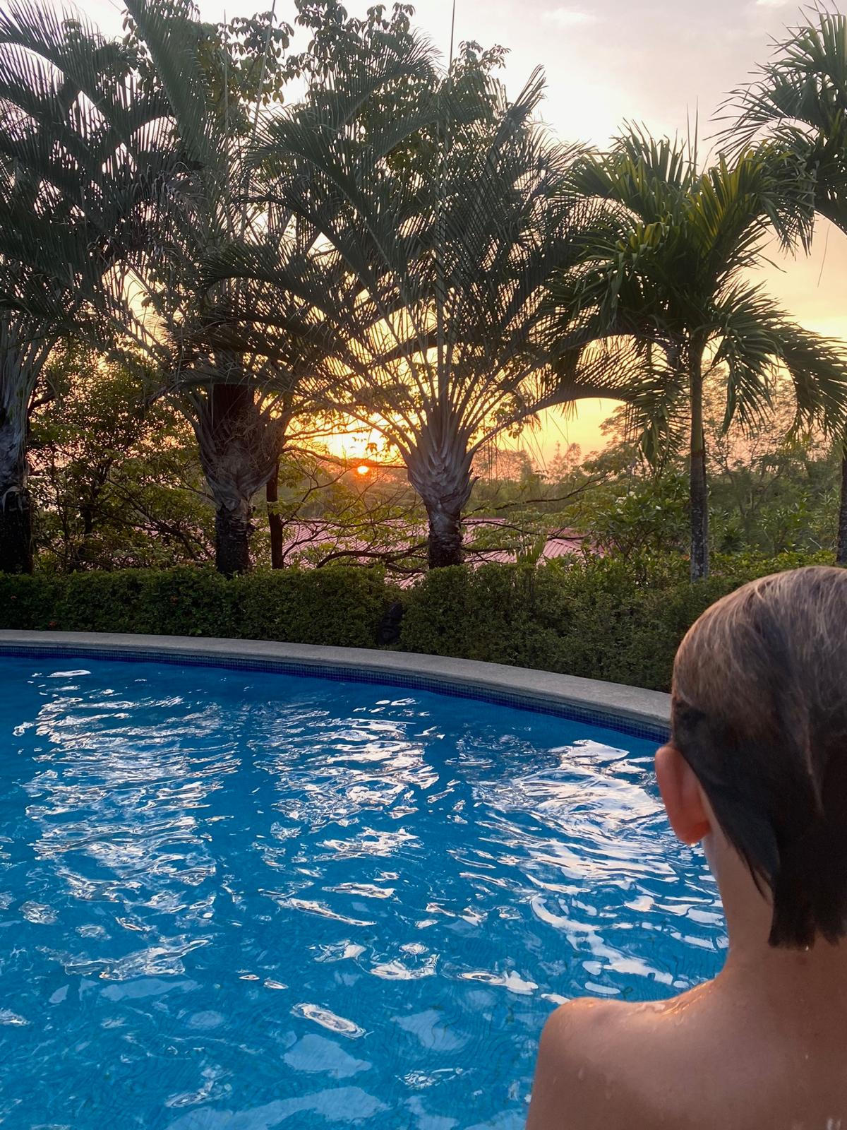 Sunset by the pool